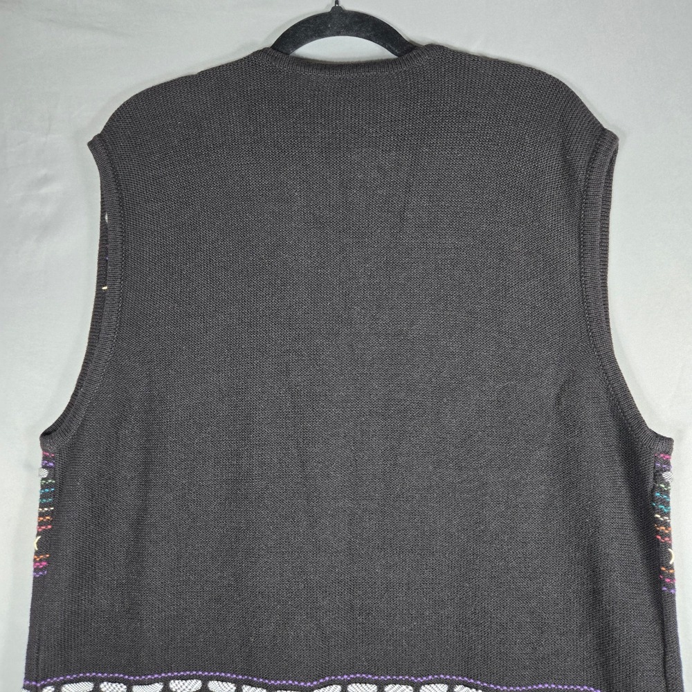 Koret Francisca Sweater Vest Womens L Black Floral Embroidered Knit Cottagecore - Picture 8 of 9